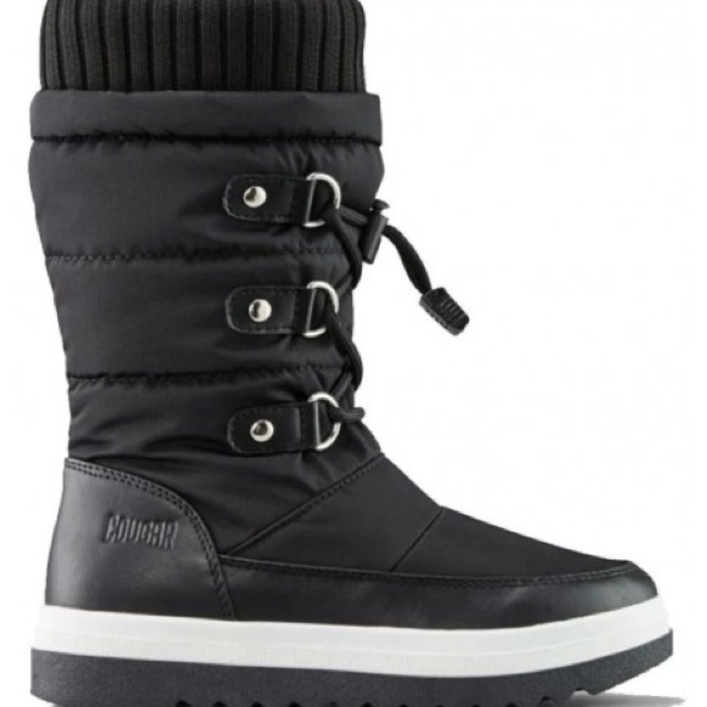 Size 1 Youth Cougar Black and White Kids Snow Boots